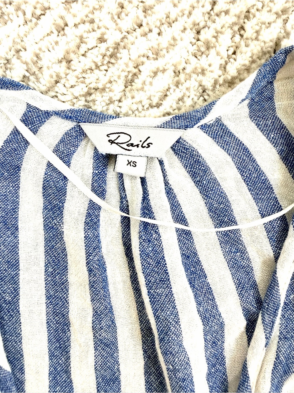 Rails Raquel Echo Stripe Linen Blend Wrap Top Blue and White Stripe Wrap Top XS - Picture 3 of 11
